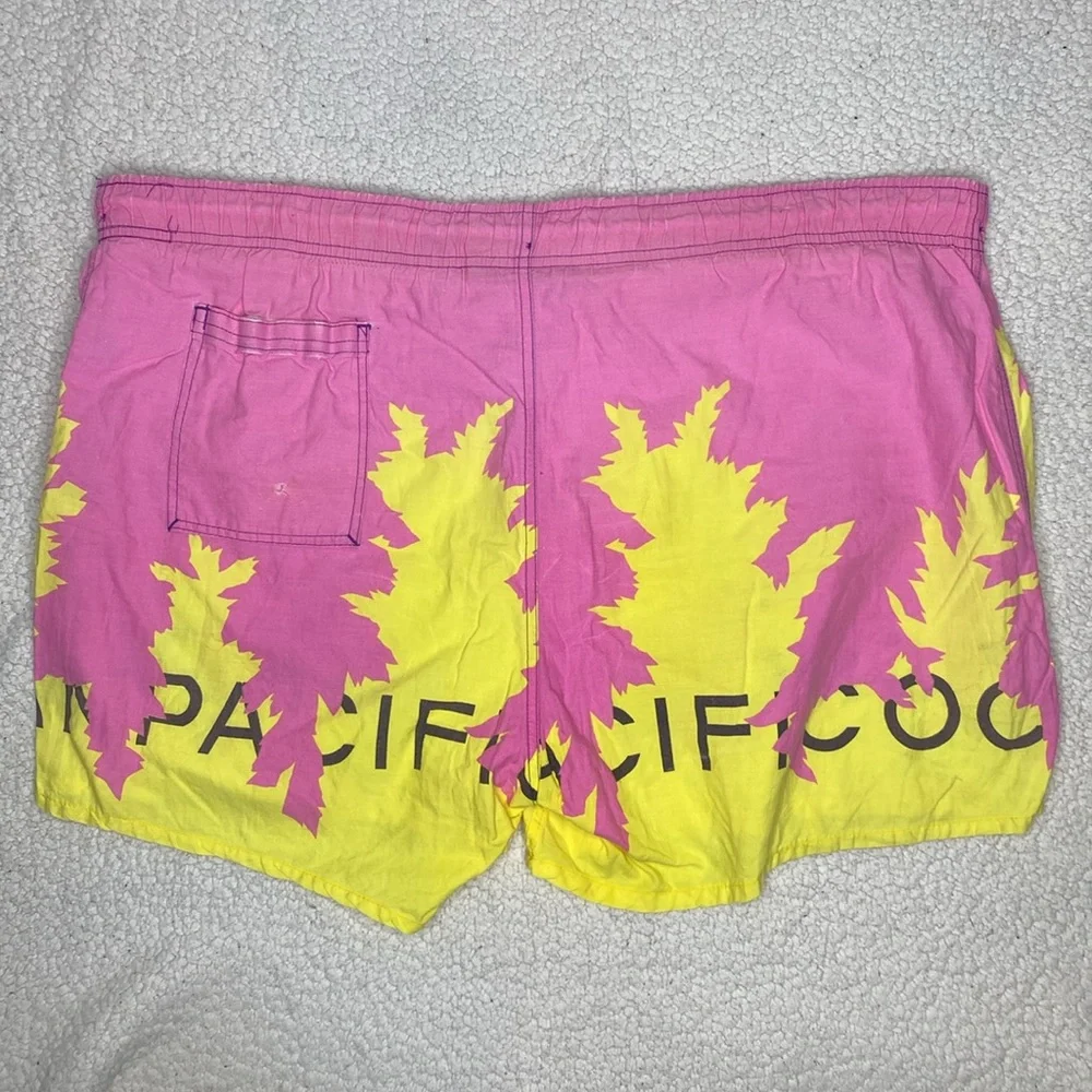 Vintage Ocean Pacific OP Colorful AOP Swim Trunks: Size Extra Large